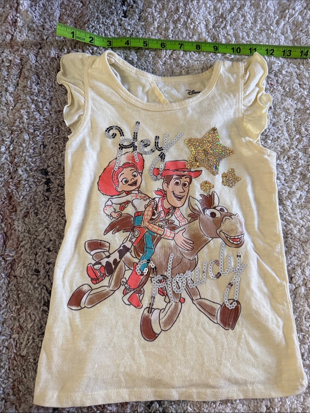 Disney Cream Jessie & Woody Glitter Star Short Sleeve Tee Shirt